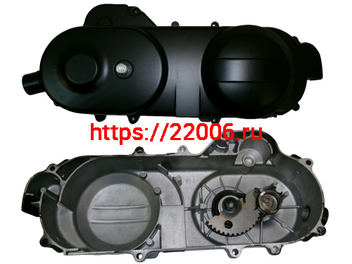Крышка картера GY6-50 левая короткая 10" 400мм (вариатора FT50QT-4) с пусковым устройством Крышка картера GY6-50 левая короткая 10" 400мм (вариатора FT50QT-4) с пусковым устройством