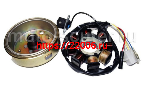 Магнето в сборе 139QMB 50сс 8 катушек (ротор + статор) ТММР Магнето в сборе 139QMB 50сс 8 катушек (ротор + статор) ТММР