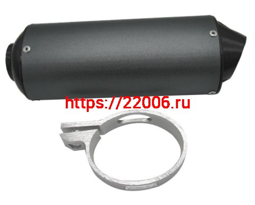 Глушитель эллипс красно-серый с кронштейном 38мм