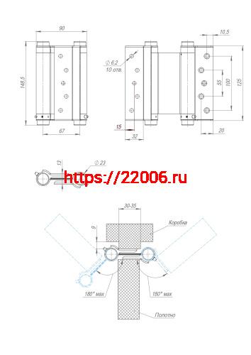 Петля Armadillo (Армадилло) пружинная Aldeghi ALH.125.5 SN мат. никель фото 5