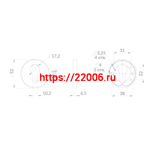 Накладка Punto (Пунто) под цилиндр ET.R.EST.R52 SN-3 матовый никель фото 3