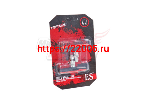 Колодки тормозные V-brake резьбовые L=70мм "SHUANGJIE" (пара), красно-черные Колодки тормозные V-brake резьбовые L=70мм "SHUANGJIE" (пара), красно-черные