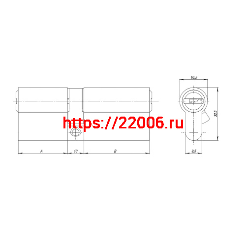 Цилиндровый Ajax (Аякс) механизм (AZ200/70) AZ2000Key70 (30+10+30) CP хром фото 3