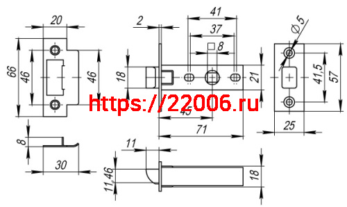 Защелка Fuaro (Фуаро) врезная PLASTP12-45-25 (P12-45) CP хром фото 3