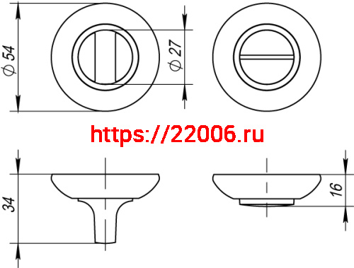 Ручка Fuaro (Фуаро) поворотная BK6.R.RM54 (BK6 RM) SC/CP-16 матовый хром/хром фото 3