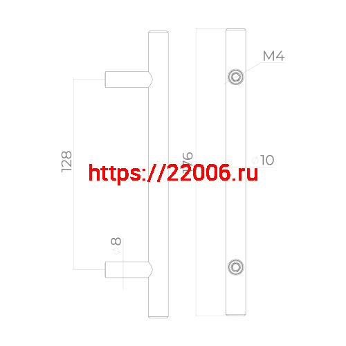 Ручка-скоба Ajax (Аякс) мебельная MB-H-005-128 мм SS нерж. фото 2