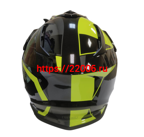 Шлем кроссовый COBRA EC V332, серый титан, синий и желтый, размер L фото 4