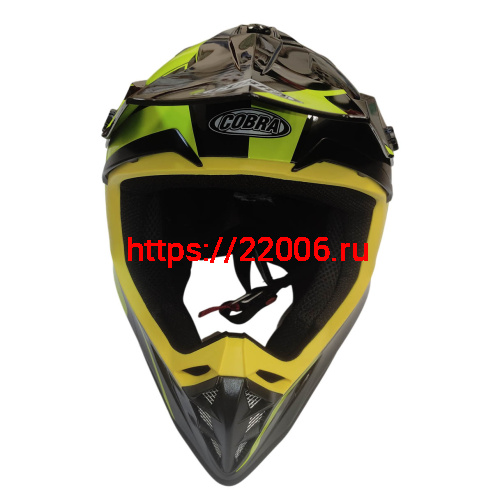 Шлем кроссовый COBRA EC V332, серый титан, синий и желтый, размер L фото 2