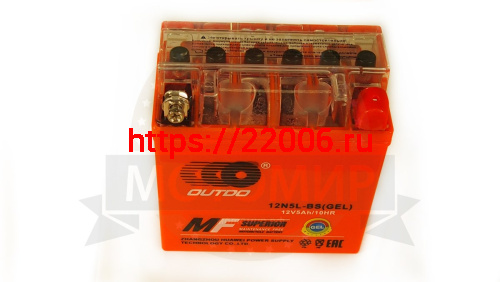 Аккумулятор 12В  5 А/ч  12N5L-BS GEL, OUTDO  (120х61х129) обрат.пол., для Альфы