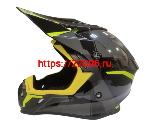 Шлем кроссовый COBRA EC V332, серый титан, синий и желтый, размер L фото 3