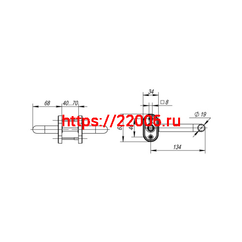 Ручка Fuaro (Фуаро) раздельная R.DSS304-0203P/19 (квадрат 8х110 мм) INOX 304 (овальное основание) фото 3